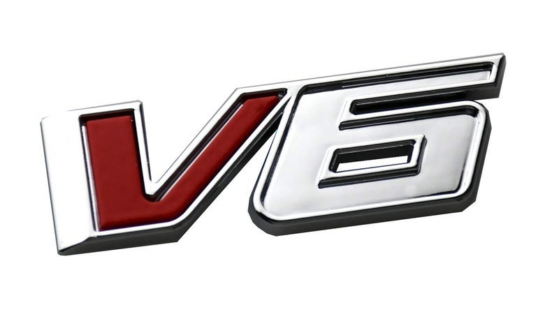 CDD 1pcs V6 Emblem 3D Badge Truck Nameplate Sticker Decal Replacement for 17-21 Canyon Colorado (ChromeRed) - Image 2